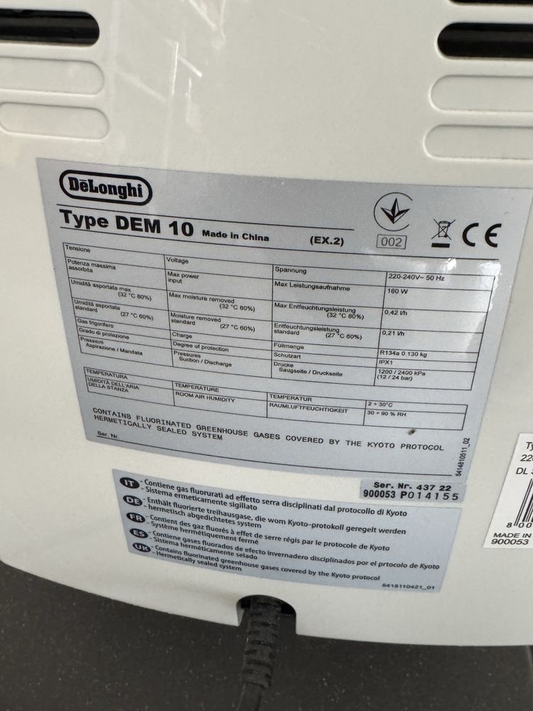 Desumidificador Delonghi DEM 10