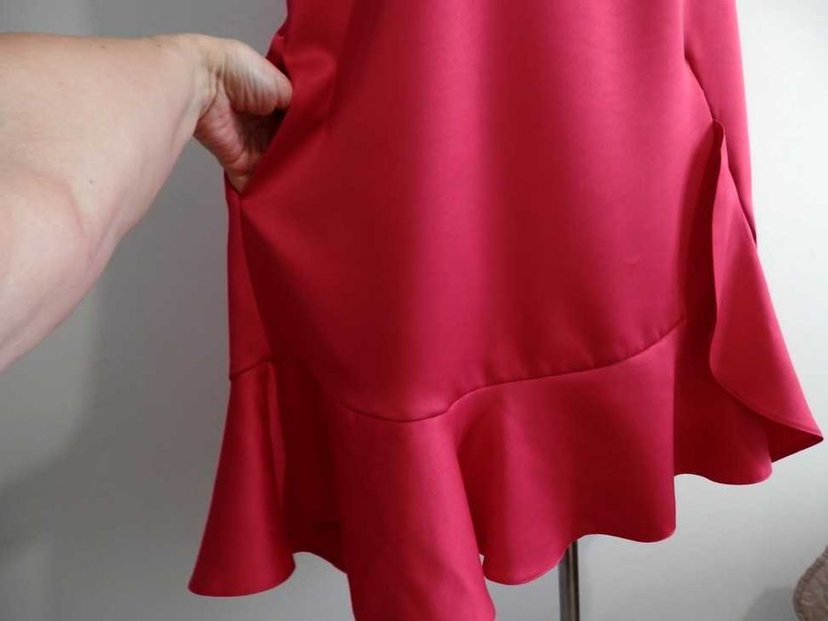 Sukienka Wizytowa Imprezowa Trapezowa Malinowa Reserved XL