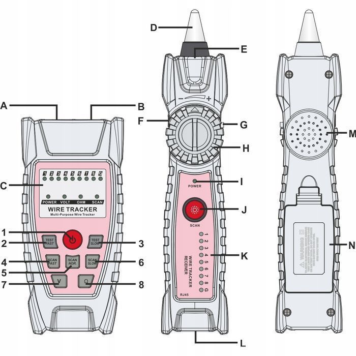 Szukacz Par Kabli Przewodów Tester Sonda Rj45 Gt66