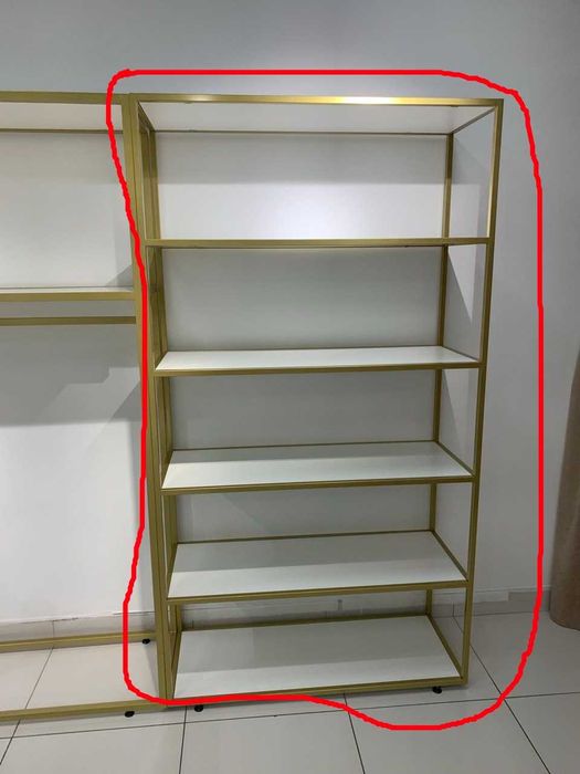 Меблі для магазину БУ (шафа, стелаж) білі золоті метал найкраща якість
