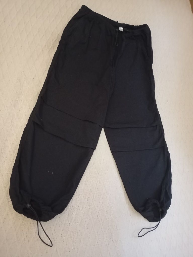H&M S-XL czarne luźne spodnie PARACHUTE spadochronowe owersizowe