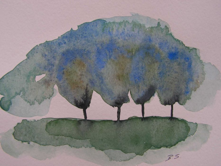 Akwarela "Drzewa V" - oprawiona