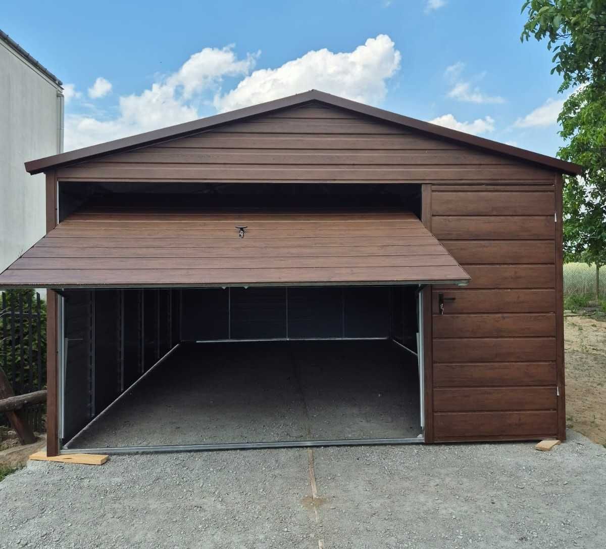 Garaż blaszany Drewnopodobny blaszak ORZECH, ZŁOTY DĄB 4x5 PREMIUM