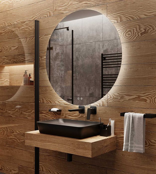 Lustro okrągłe podświetlane pokojowe łazienkowe LED Produkt PL 100cm