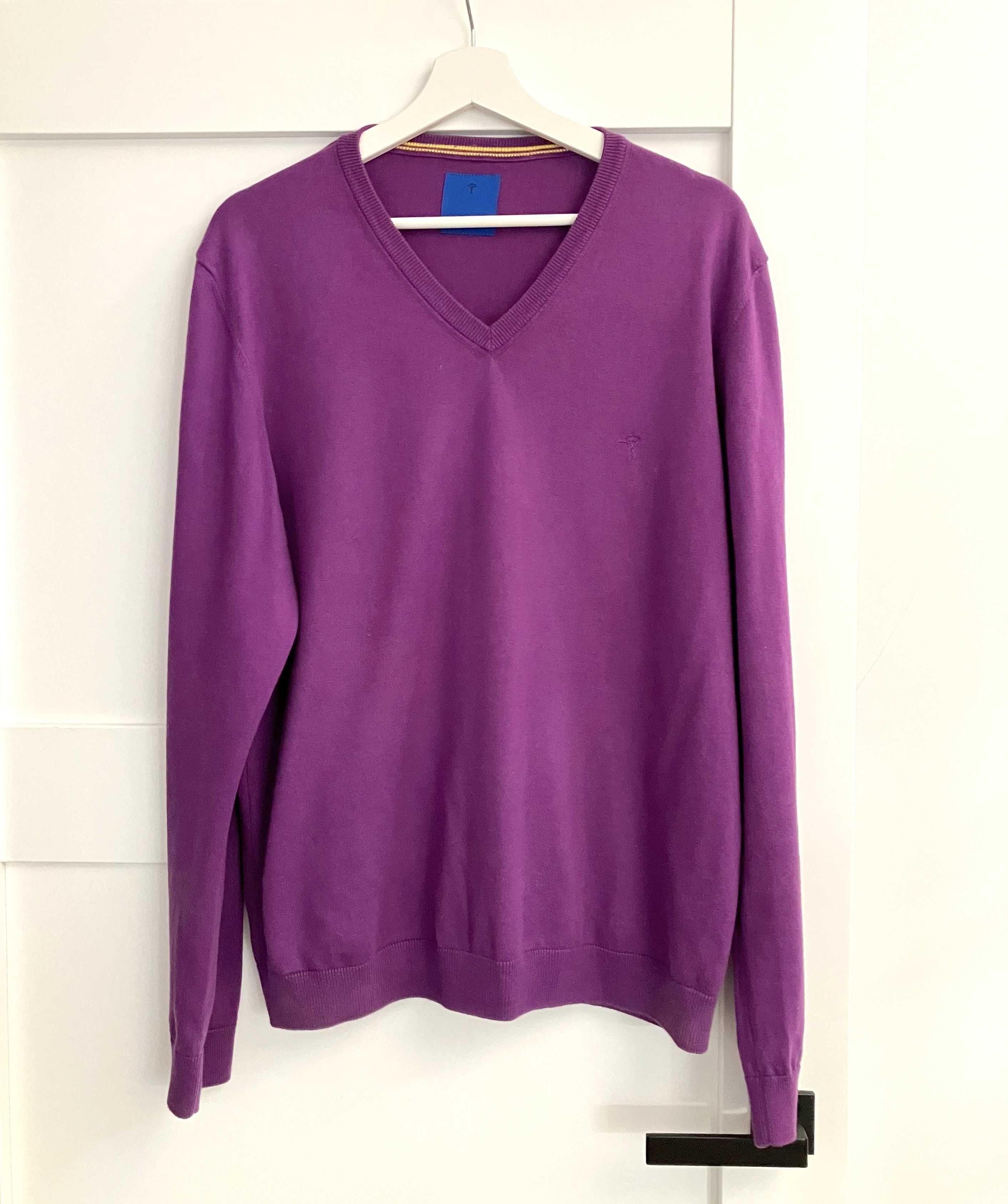 Joop! fioletowy sweter męski XL dekolt w serek