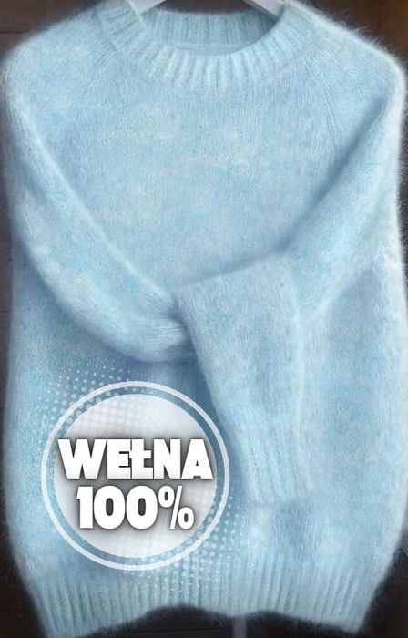 Sweter damski rozmiar L nowy 100% wełna angorska