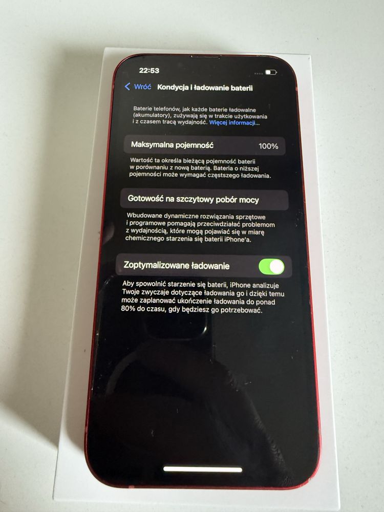 iPhone 13 128gb Red Idealny Bateria 100%