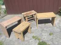 KPL 4 stołeczki PRL taboret zydel ryczka stołek krzesło wiejskie meble