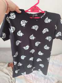 Koszulka tshirt w kotki tally weijl xs 152 czarna chłopięca stan bdb