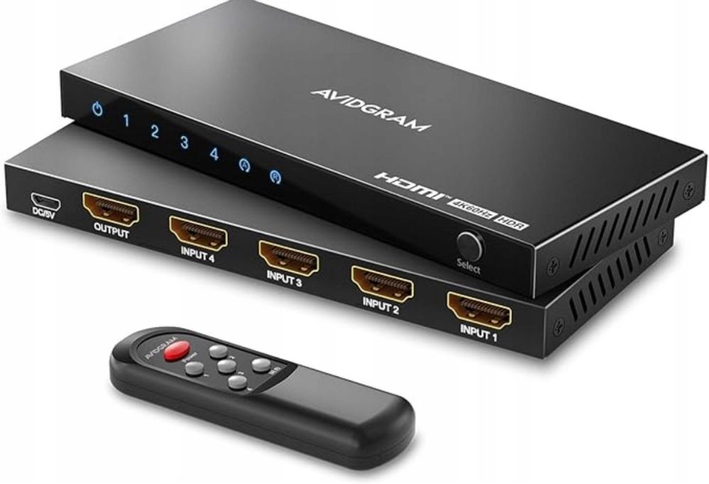 Switch HDMI 4x1 rozdzielacz sygnału AVIDGRAM HDMI + pilot