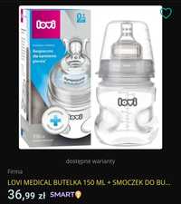 Butelka Lovi Medical+ nowa ze smoczkiem 0m+