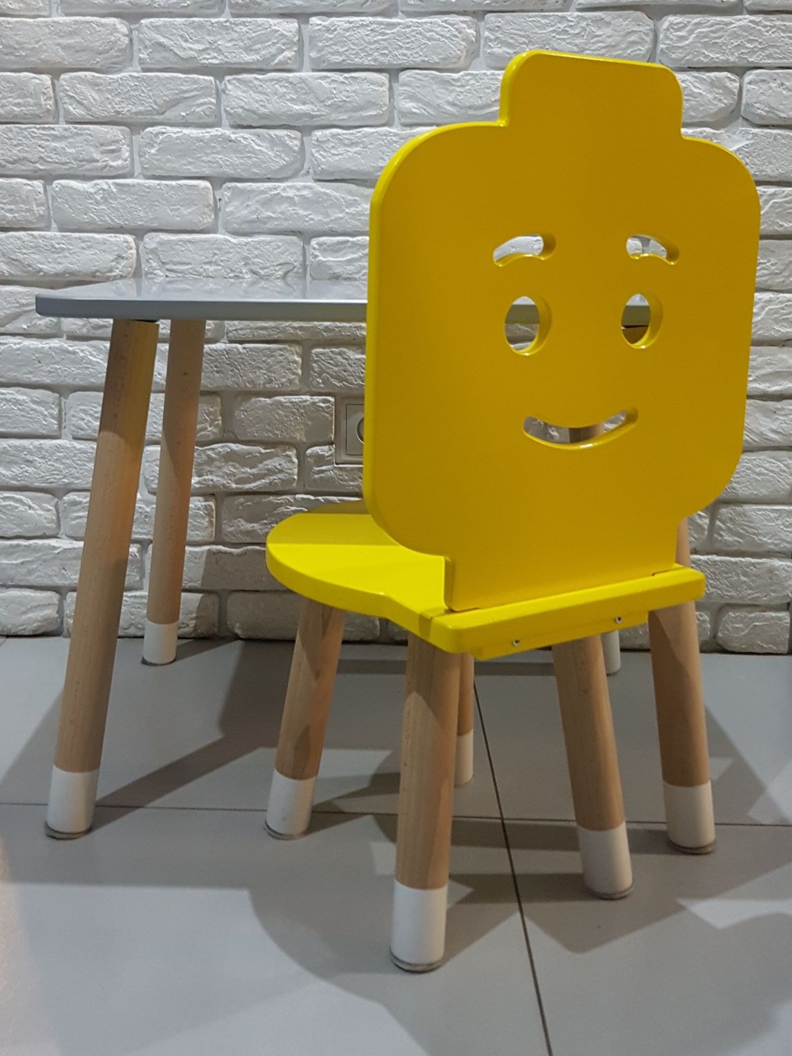 Stolik + krzesełko Lego, drewniane, polski producent