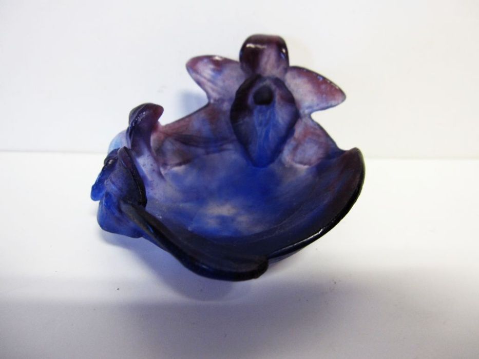 fantástica pequena taça Orquídea em pasta de vidro DAUM Nancy França