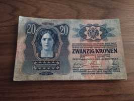 Stary banknot 20 koron 1913r