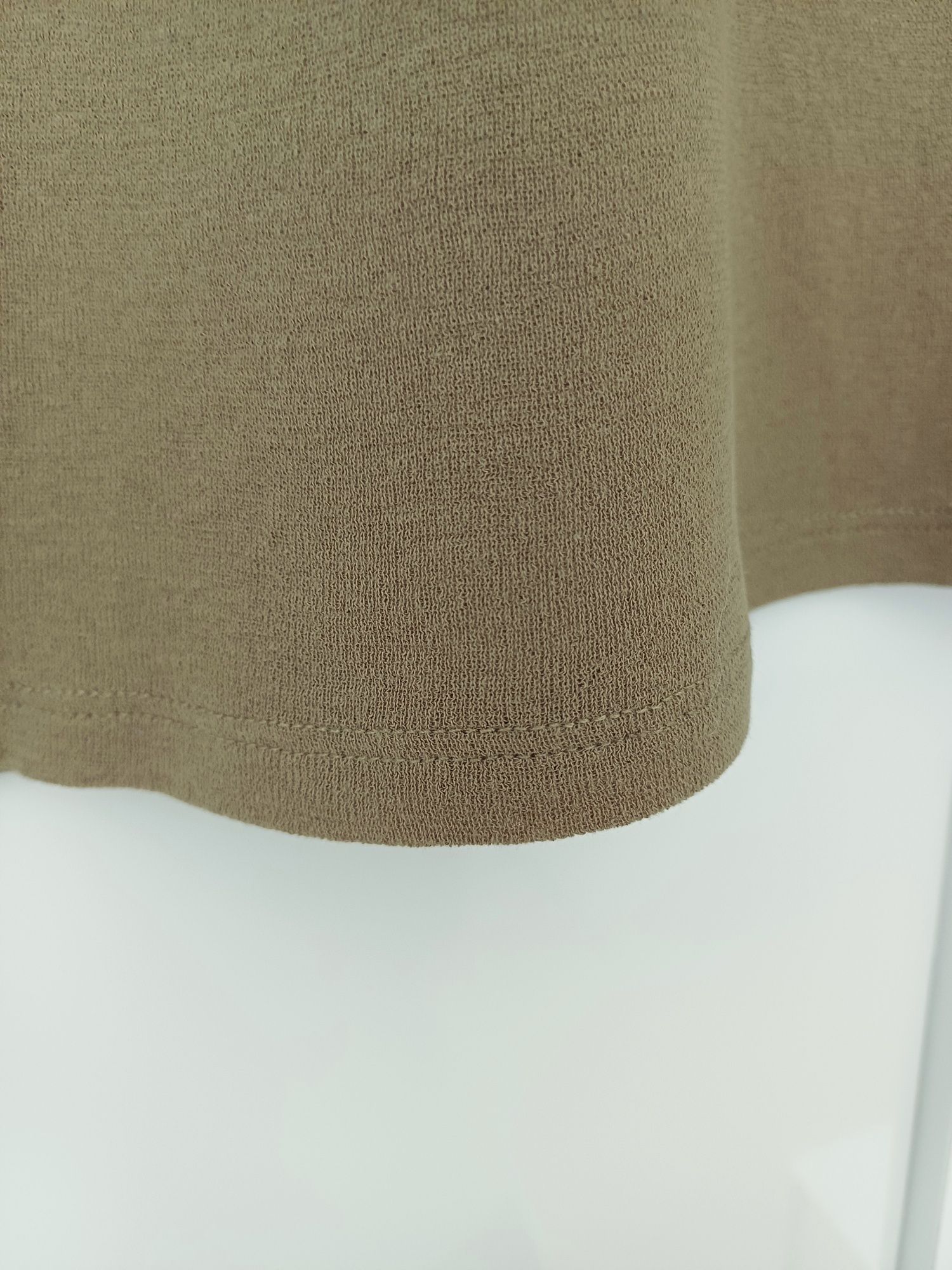 Massimo Dutti asymetryczny top z drapowaniem oliwkowy bawełna bluzka