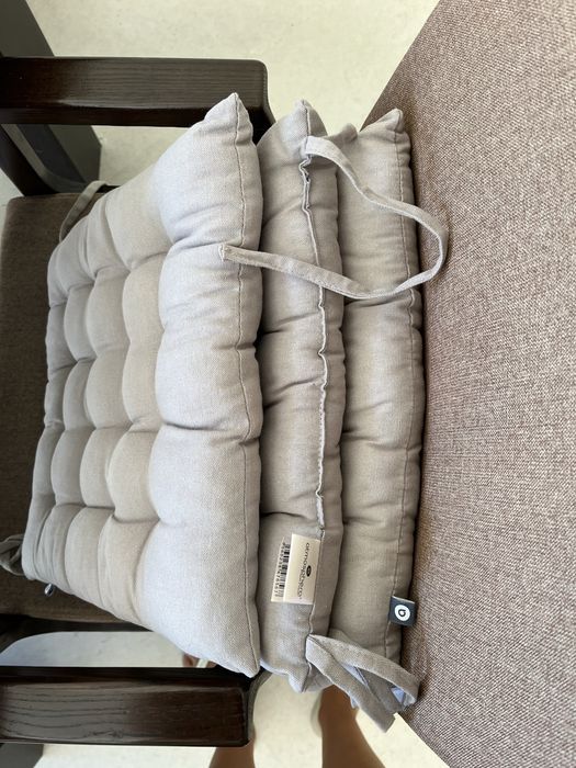 Almofadas para Cadeiras bege/cinzento - três