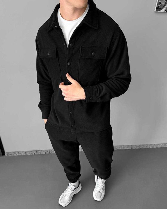 Теплий чоловічий флісовий комплект (сорочка-куртка та джогери)