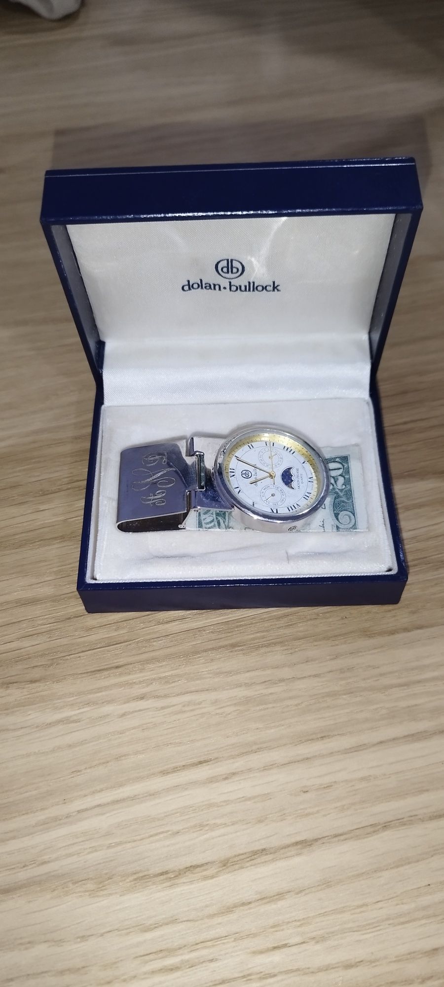 Money Clip Dolan Bullock em Prata 925 com Relógio Integrado (Raro)