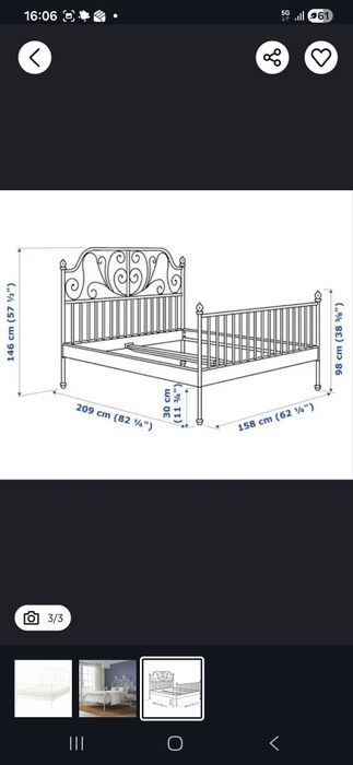 Cama Casal Branca em Ferro