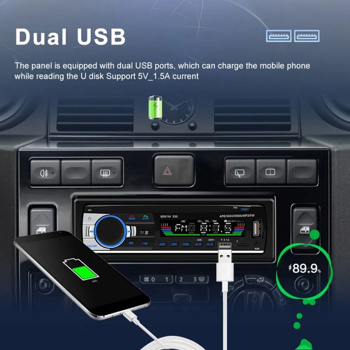 Rádio JSD530 1din Bluetooth Dual USB FM Novo