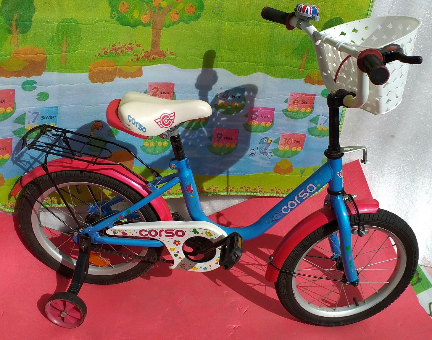 Продам детский велосипед Corso на 16 дюймов диаметр колес почти новый.