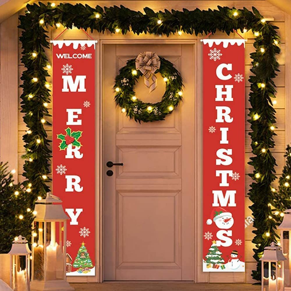 Czerwony Świąteczny Baner „Merry Christmas” Dekoracja na 35x188cm
