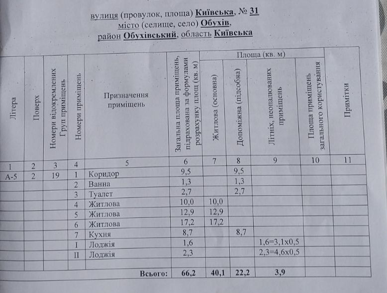 Продам 3х.квартиру м.Обухів  р-н Автошкола