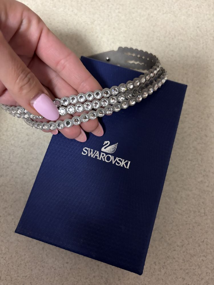 Bransoletka Swarovski Power Collection skora zamsz krysztaly choker