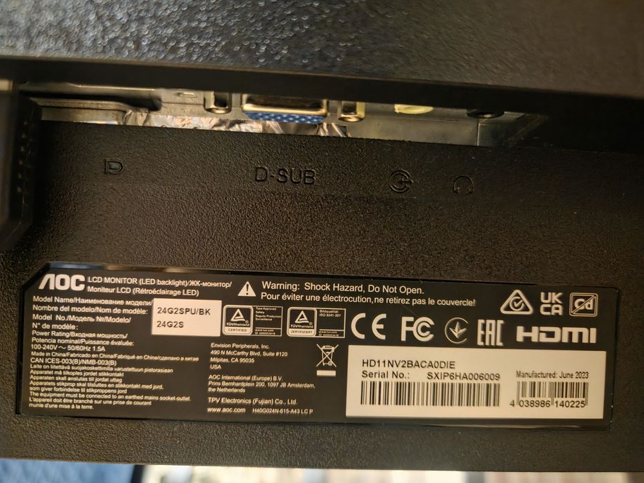 Monitor AOC 24 cale uszkodzona matryca