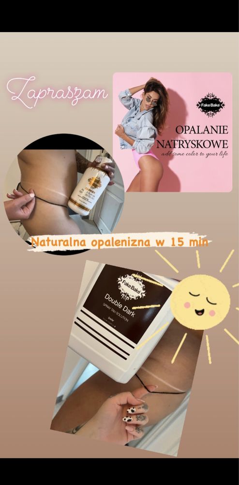 Opalanie natryskowe idealne  na wesele sylwestra fake bake