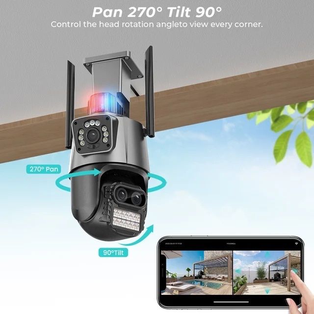 ВУЛИЧНА поворотна 12MP WIFI камера Besder P15QS ICSEE XMEYE відеокамер