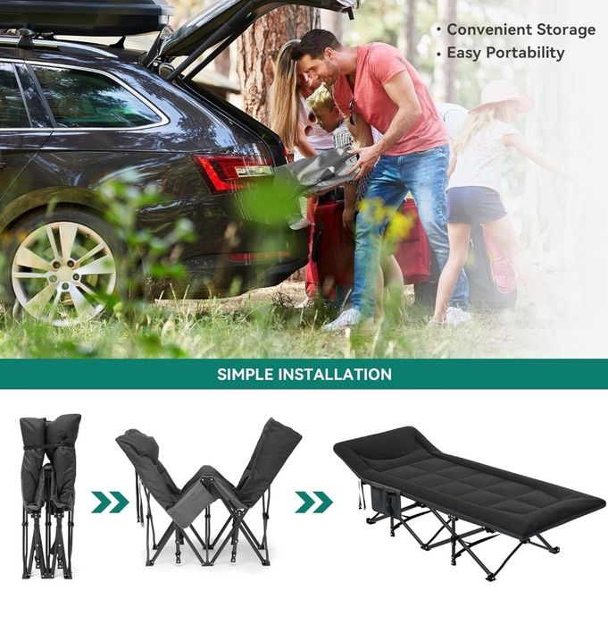 YITAHOME Łóżko polowe składane dla dorosłych, wytrzymałe łóżko kemping