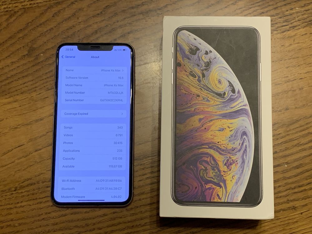 iPhone Xs Max 512 gb Silver Neverlock, 86% батарея