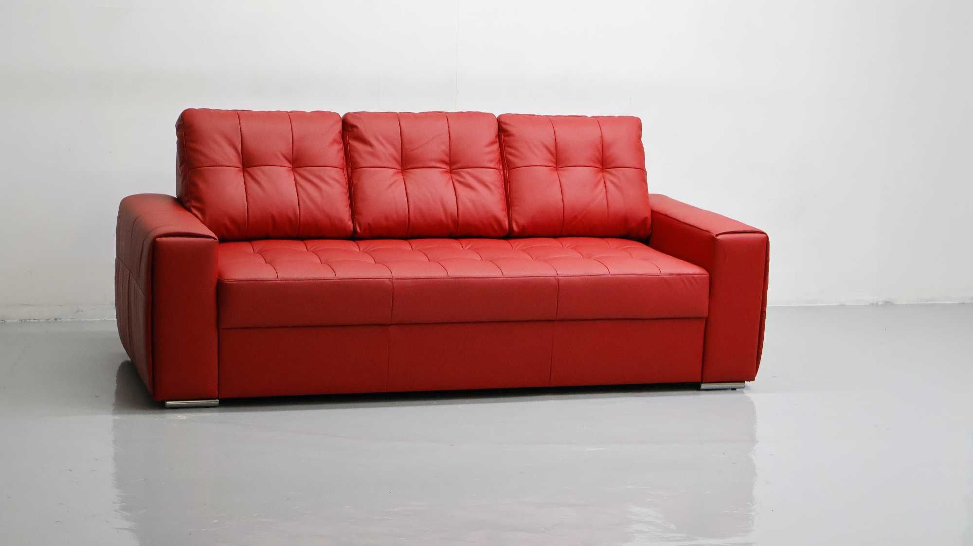 3 osobowa sofa, kanapa, czerwona SKÓRA naturalna madras 6038 SALON