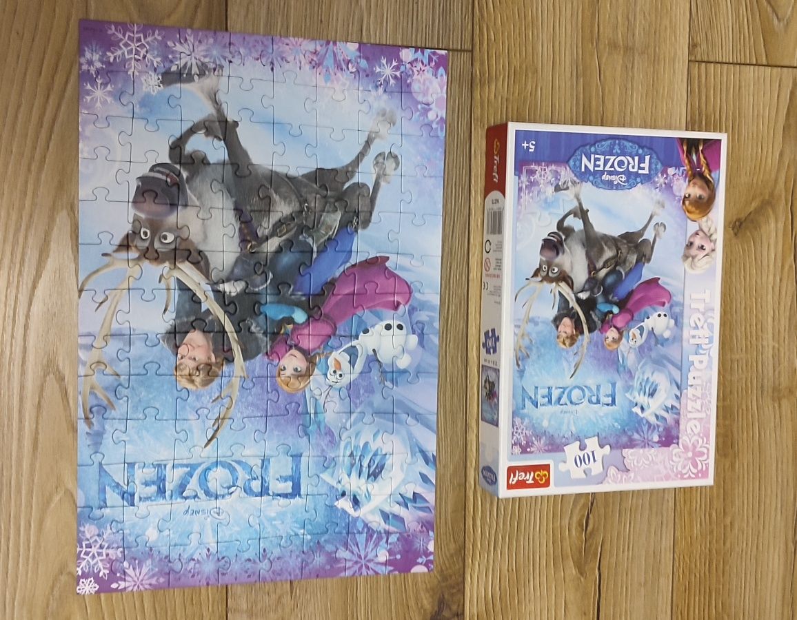 Puzzle Frozen 2szt Trefl 5+ 100 + 160 + 2szt z Mikołajem GRATIS