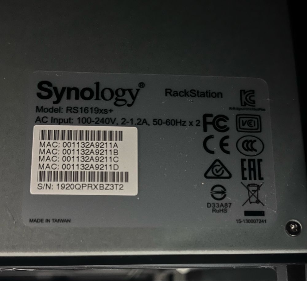 Serwer plików Synology RackStation RS1619xs+