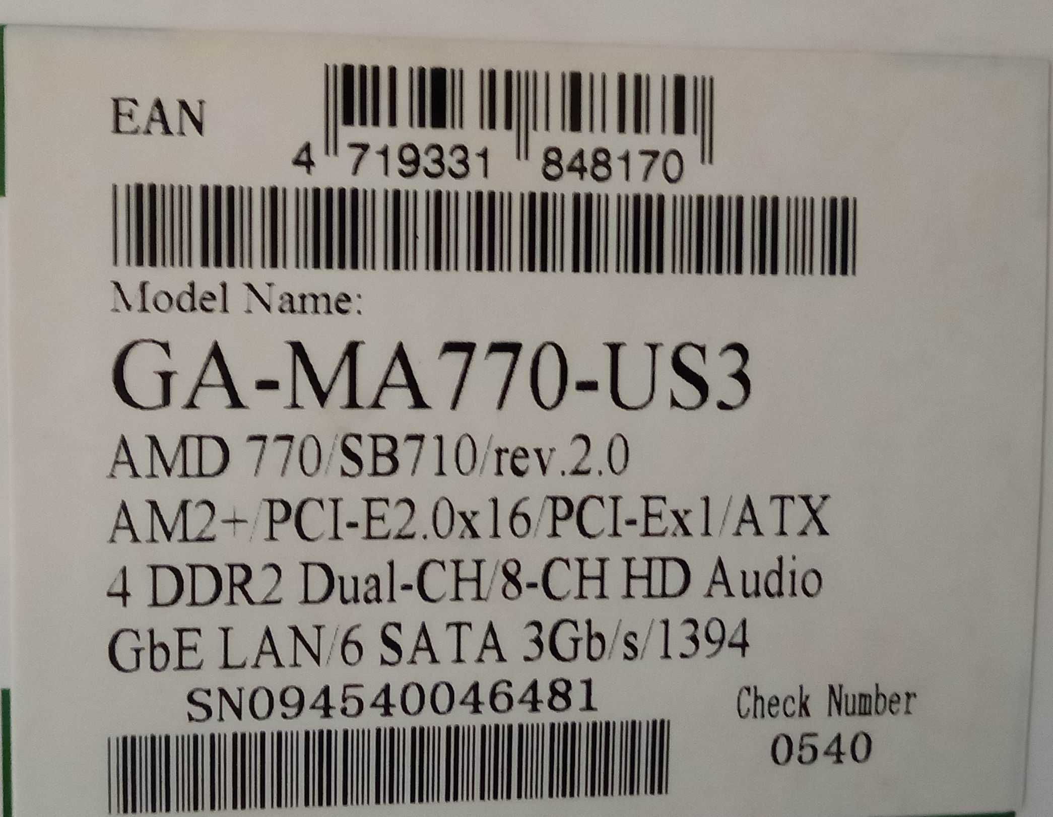 Płyta główna Gigabyte GA-MA770-US3