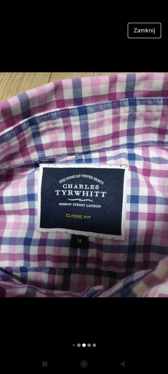 Charles Tyrwhitt classic fit M koszula męska w kratę z krótkim rękawem