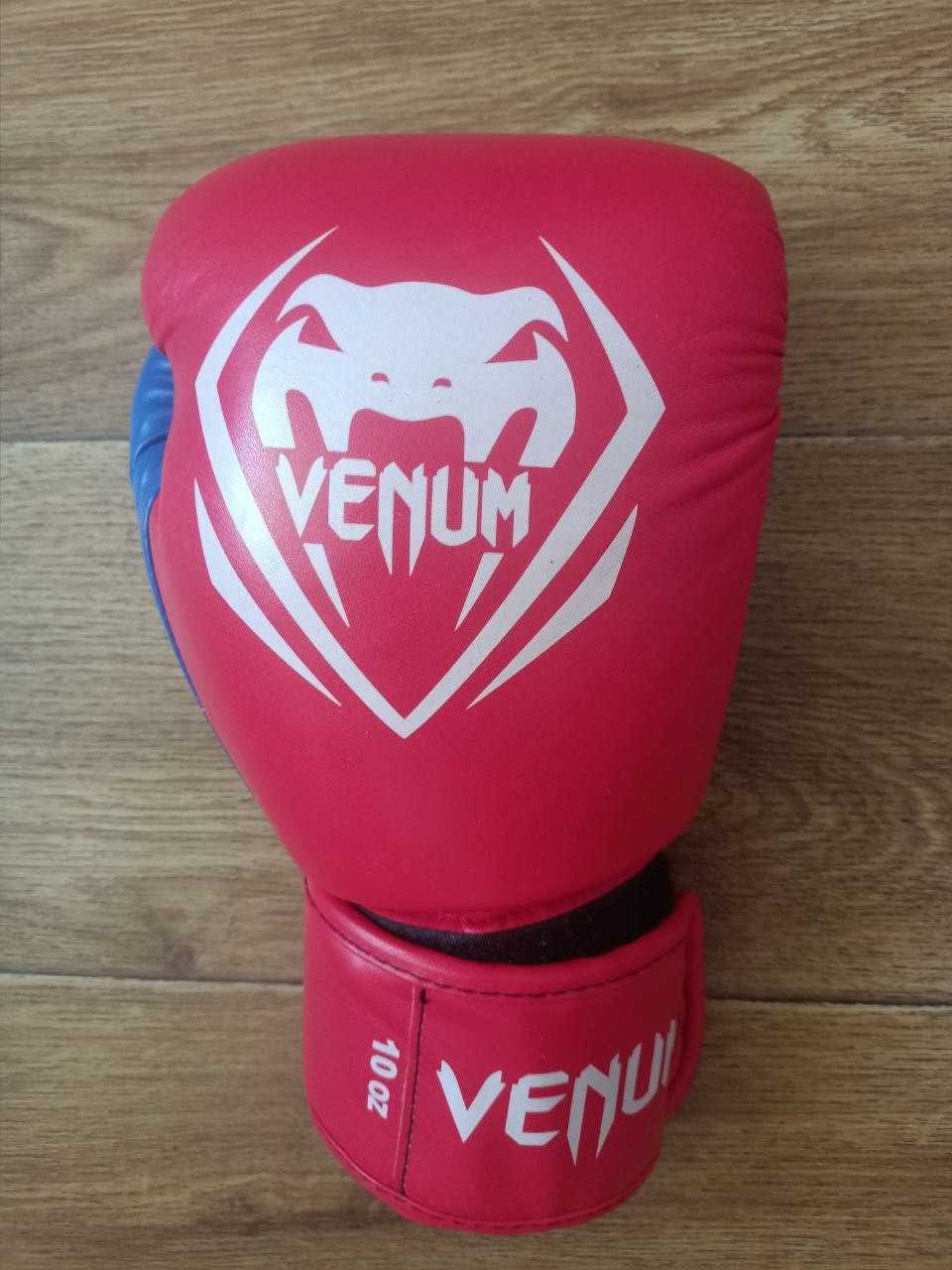 Боксерські рукавички Venum на липучці червоно-сині, Розмір 10oz