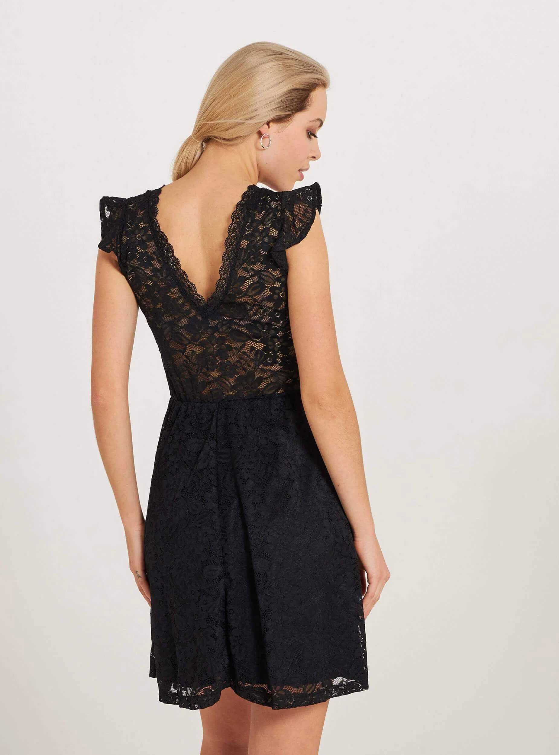 Sukienka koronkowa czarna midi Terranova 42/XL