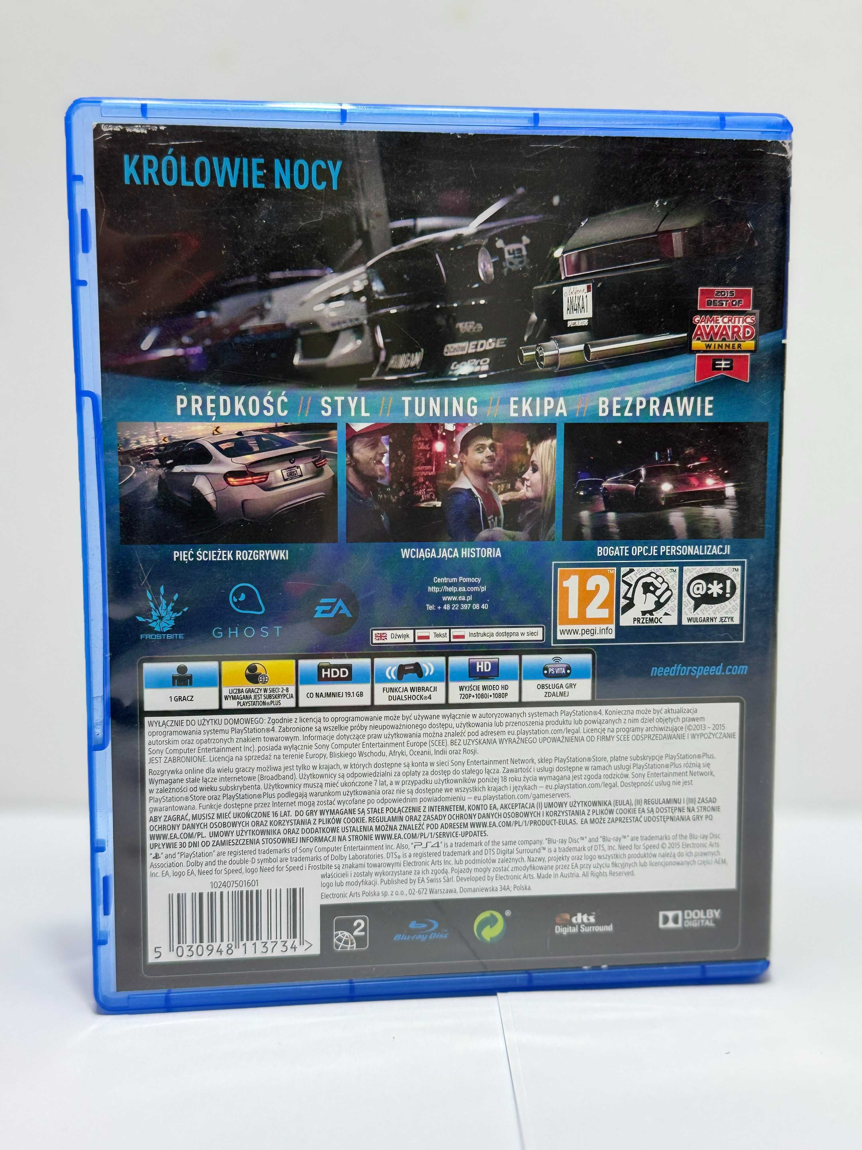 Gra Need for Speed na PS4 Playstation 4, POLSKA WERSJA, bdb stan!