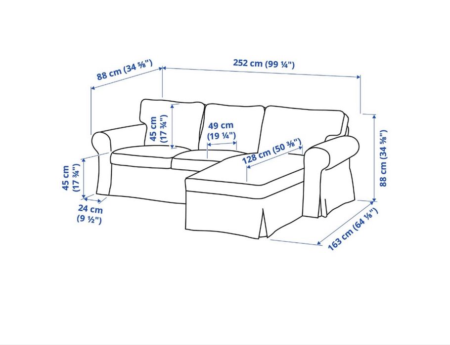 Sofá Ektorp com chaise long ikea