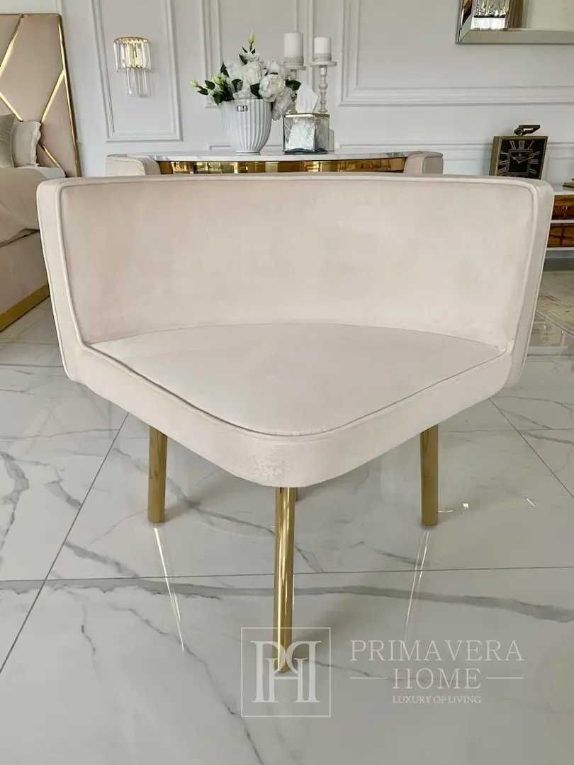 Stół z krzesłami do jadalni, glamour, zestaw , biały - złoty SMART