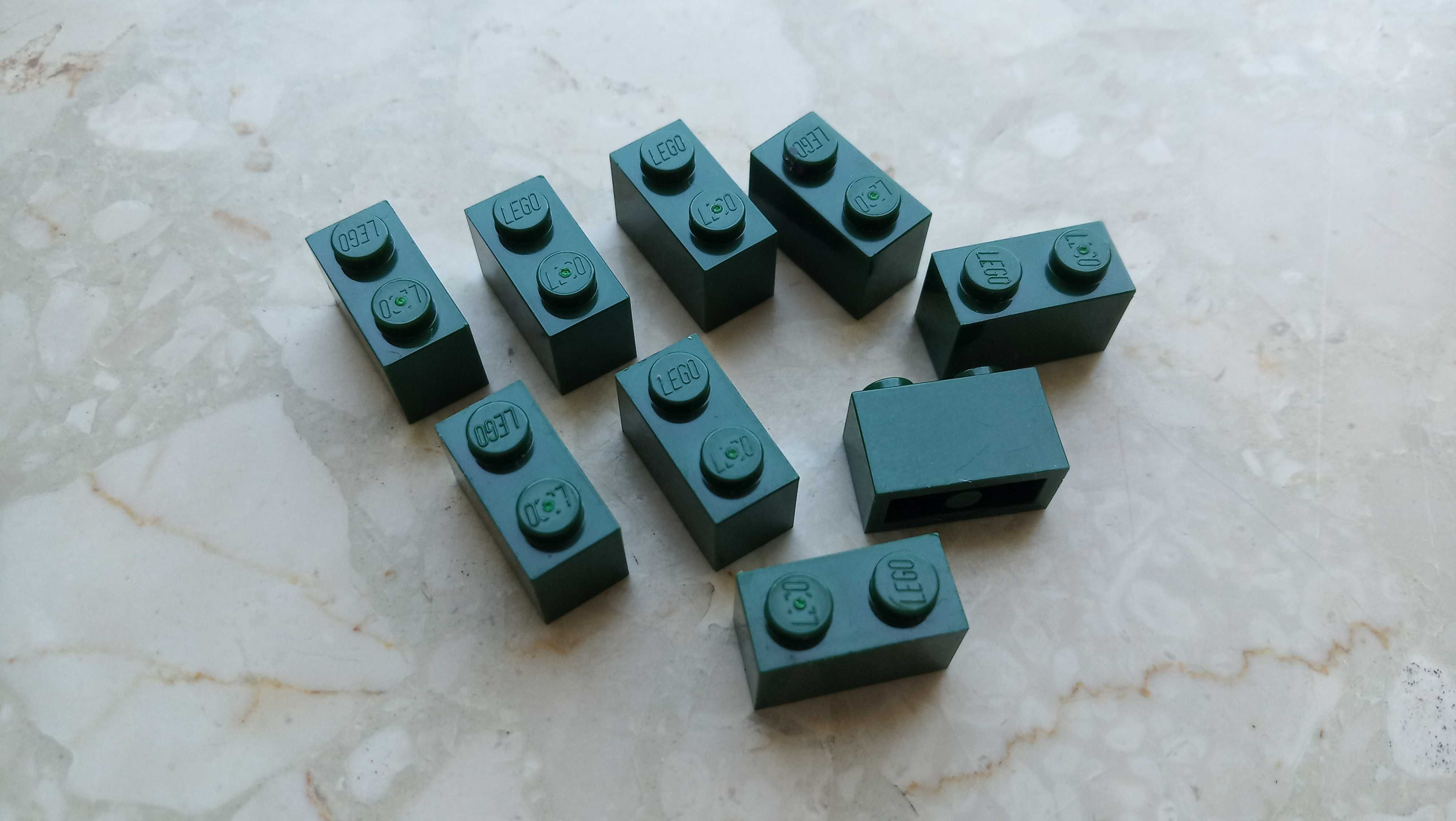 Lego 3004 klocek budowlany 1x2 ciemny zielony, 9 szt