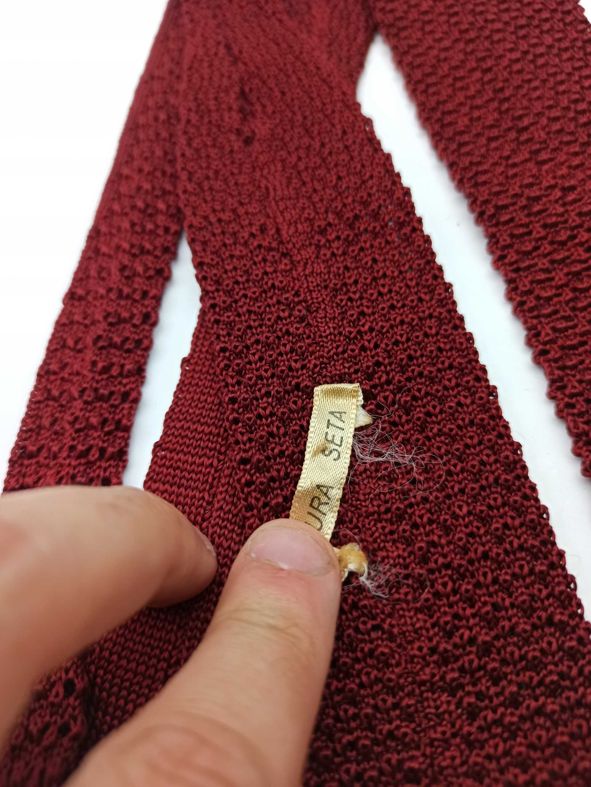 Fumagalli czerwony jedwabny krawat knit dziergany kn18