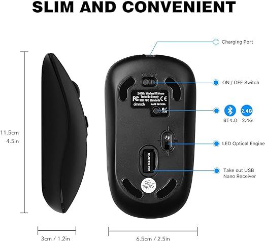 cimetech tm-002 bezprzewodowa mysz z możliwością ładowania