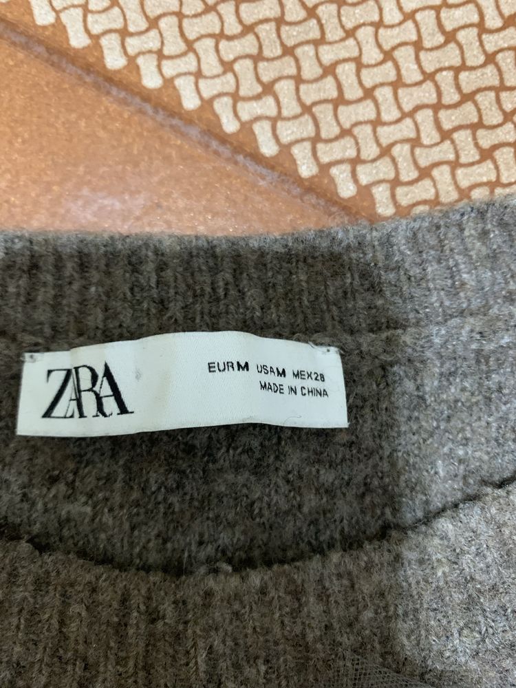 Camisola Zara mulher tamanho M lã com tule castanha