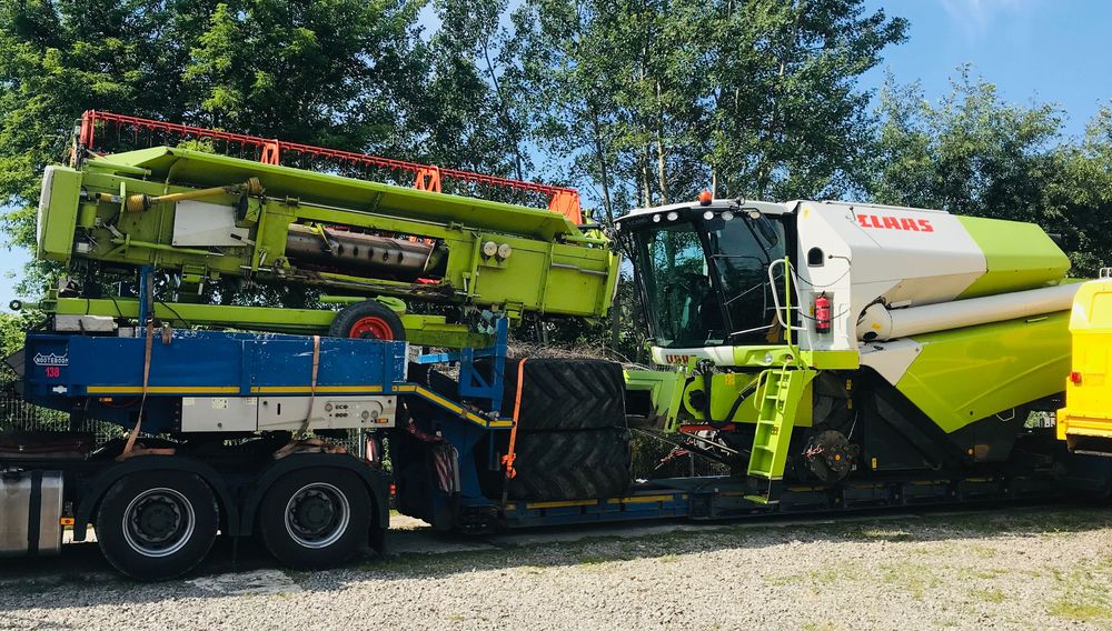 Transport maszyn rolniczych, budowlanych, ponadgabarytowy, laweta