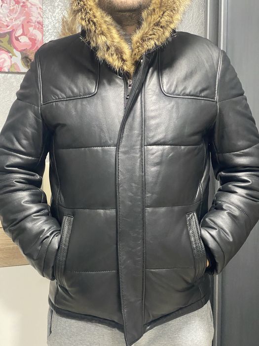 Чоловіча зимова кожана куртка мужская зимняя куртка