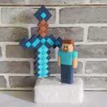 Minecraft figurki na tort dekoracje z masy cukrowej miecz Steve